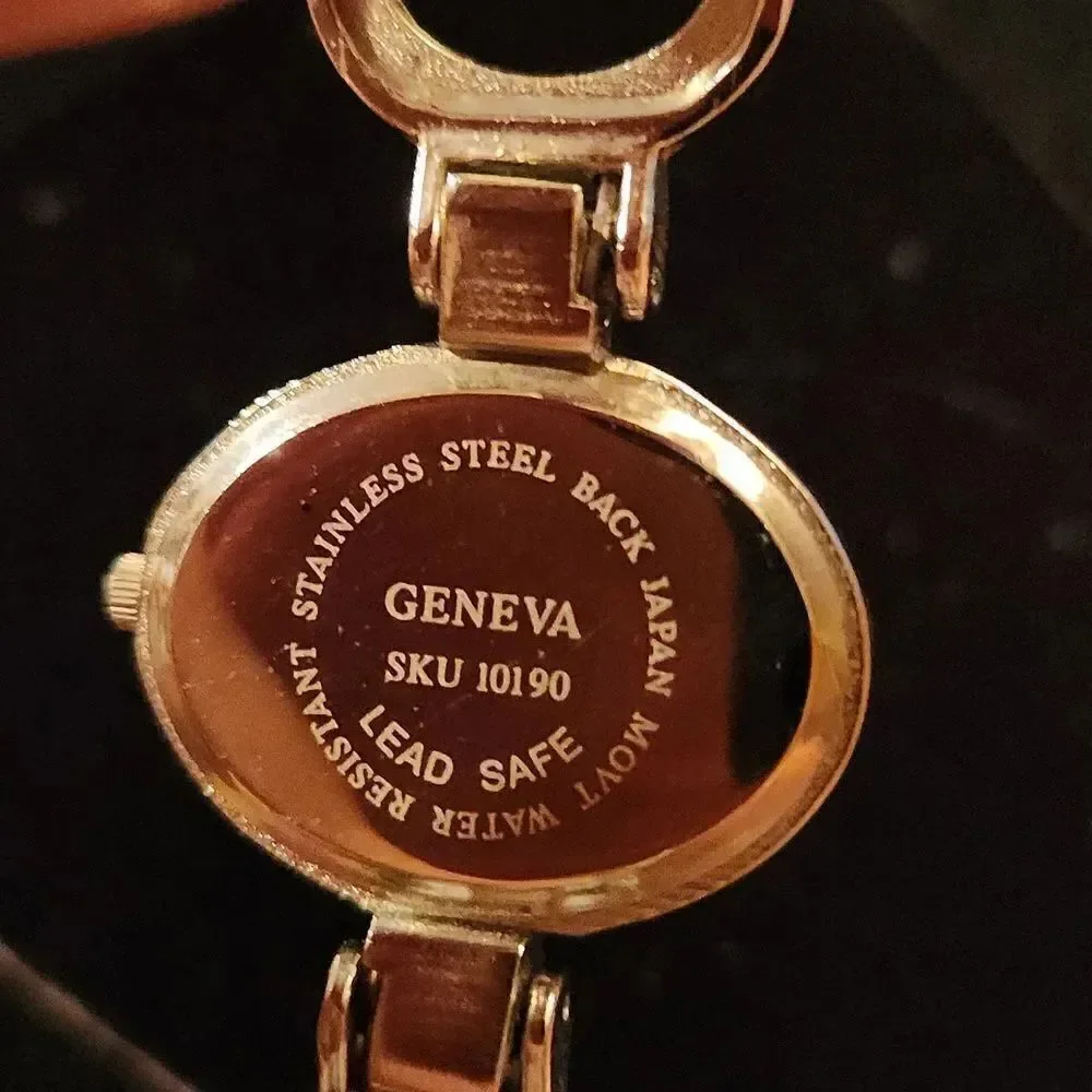Geneva Oval Watch Religious Bangle Cuff